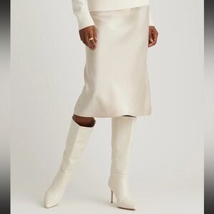 Quince 100% silk champagne midi skirt